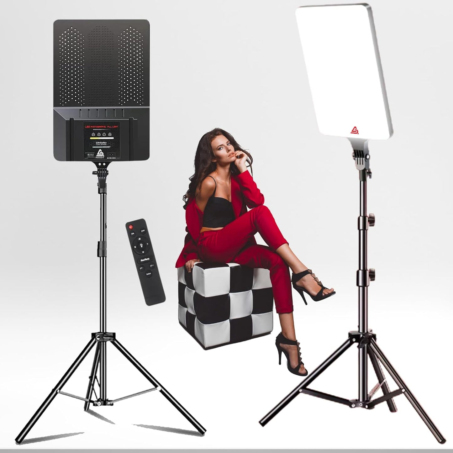 ADZOY Professional Super Bright LED Bi-Colors Panel Light (35cm x 60 cm) Upto 28 Inch with Touch Key Controls and Premium 7 Feet Adjustable Metal Tripod with Remote