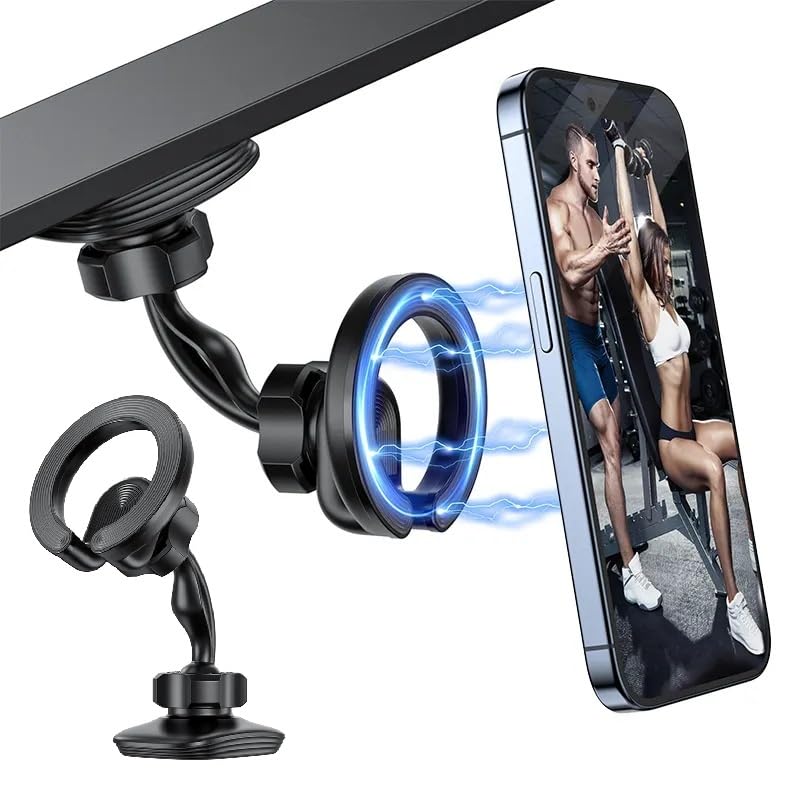 ADZOY Multifunctional Magnetic Phone Holder 360 Rotation Fitness Double Sided Magnetic Phone Mount for Gym Car (2025 Gym Dual Side MEGNETIC Mobile Holder)