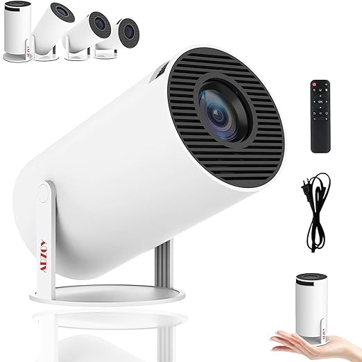 ADZOY Premium Mini Projector with Android System, Portable Projector with WiFi 6 and Bluetooth, Auto Vertical Correction, Full HD 1080P, 180°Rotatable Outdoor Movie Projector for Phone