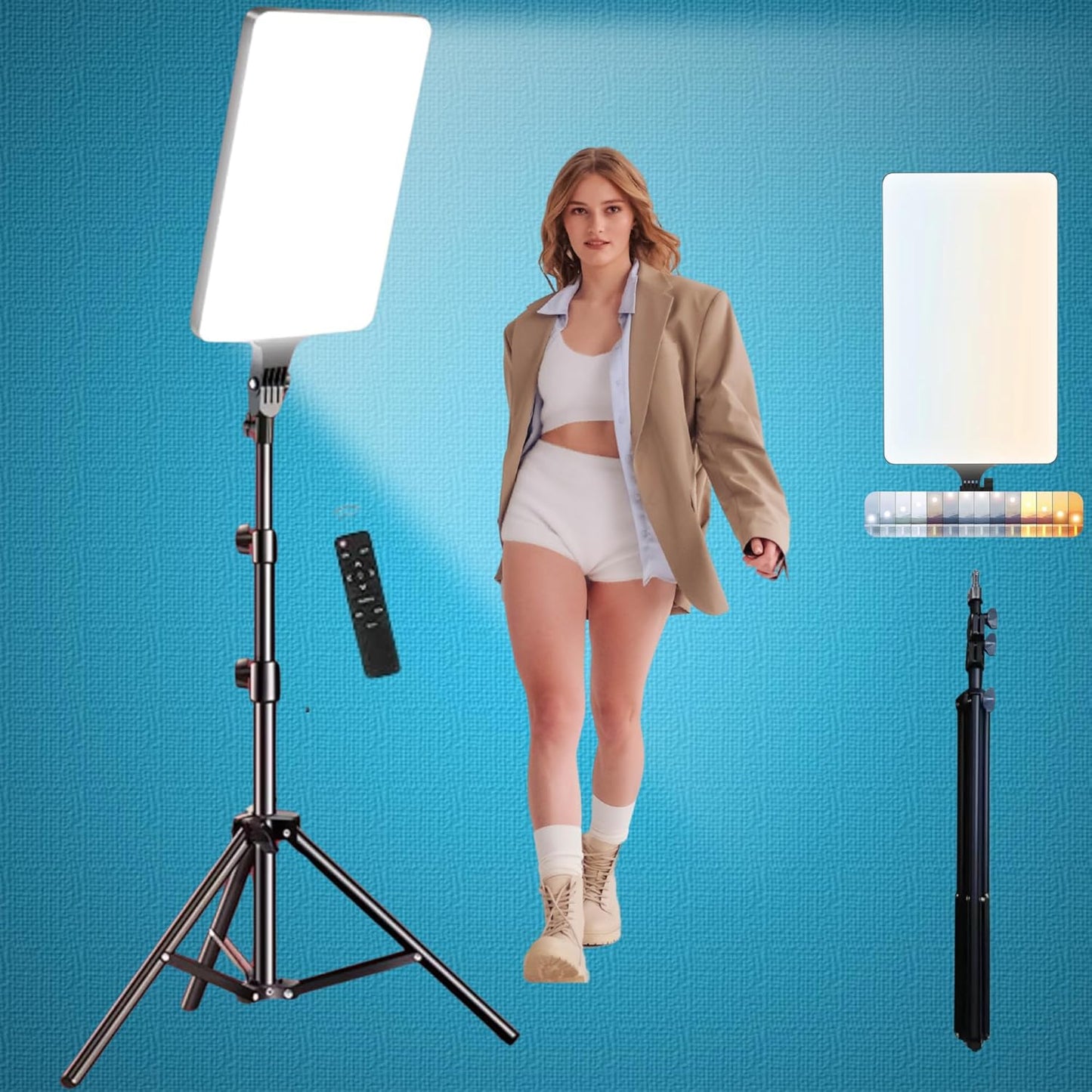 ADZOY RL-19 LED Video Bi-Colors Light Kit, 2700-7500K Dimmable Photography Lighting with Remote and 84 inches Stand, CRI 96+ Studio Lights for YouTube, Game Streaming, Video Photography