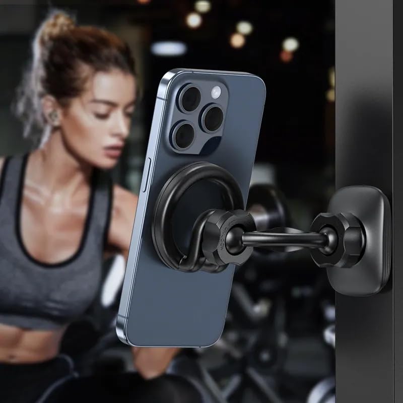ADZOY Multifunctional Magnetic Phone Holder 360 Rotation Fitness Double Sided Magnetic Phone Mount for Gym Car (2025 Gym Dual Side MEGNETIC Mobile Holder)