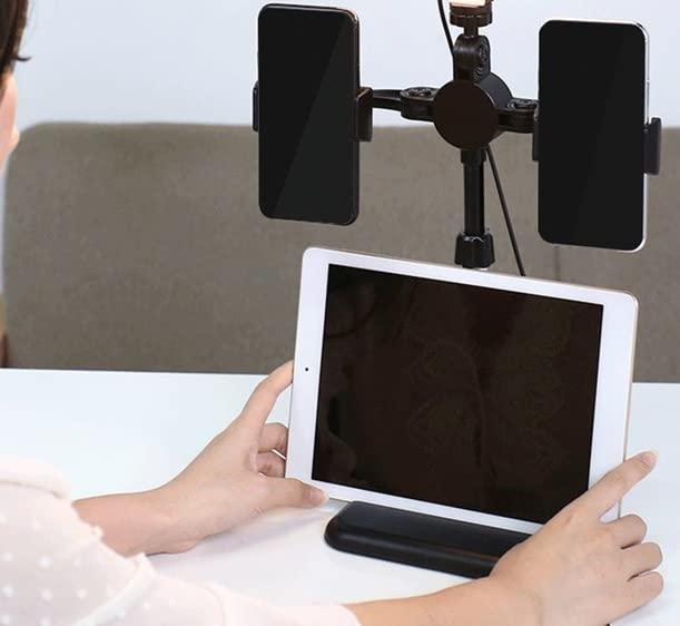 ADZOY Universal Mobile Stand for Table with Adjustable Height, 360 Degree Rotation Mobile Holder for Table & Bed Compatible with All Smartphones (4 in 1 Mobile Stand)