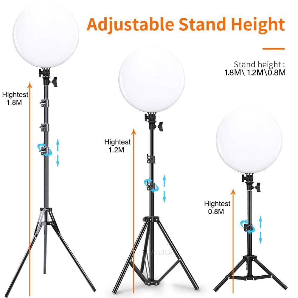 ADZOY L16 61" Tall Selfie Stick Aluminum Tripod Stand with Remote &10 INCH Photography Round Panal Light with Remote, Phone Holder Compatible with iPhone/Android/GoPro (L16+10INCH Round PANAL Light)