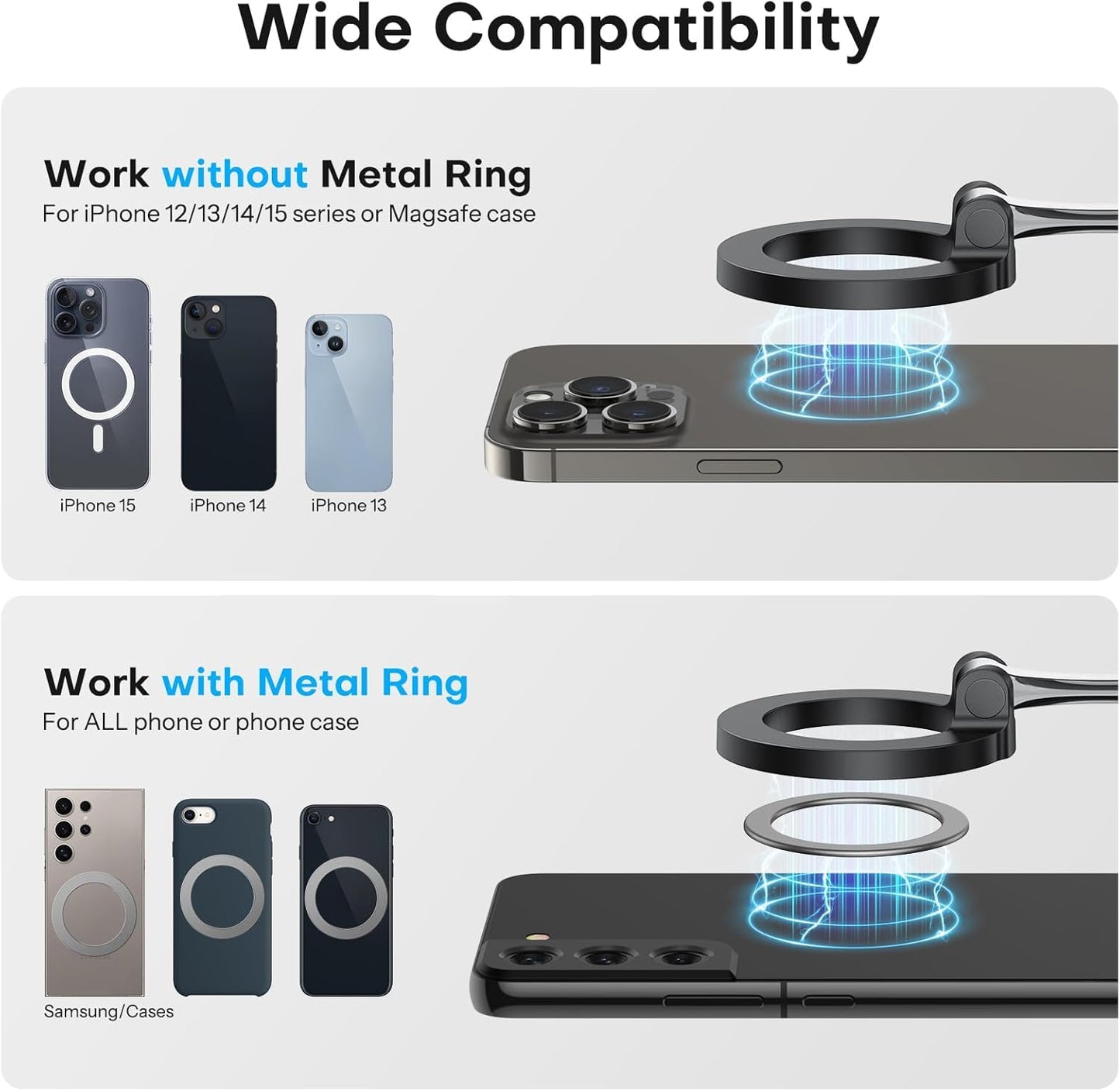 ADZOY Magnetic Airplane Phone Holder, 360°Rotating Foldable Phone Mount, Plane Travel Essential Accessories, Adjustable Universal Handsfree Plane Phone Stand for iPhone 16-12 Pro Max/Magsafe Case (2PC)