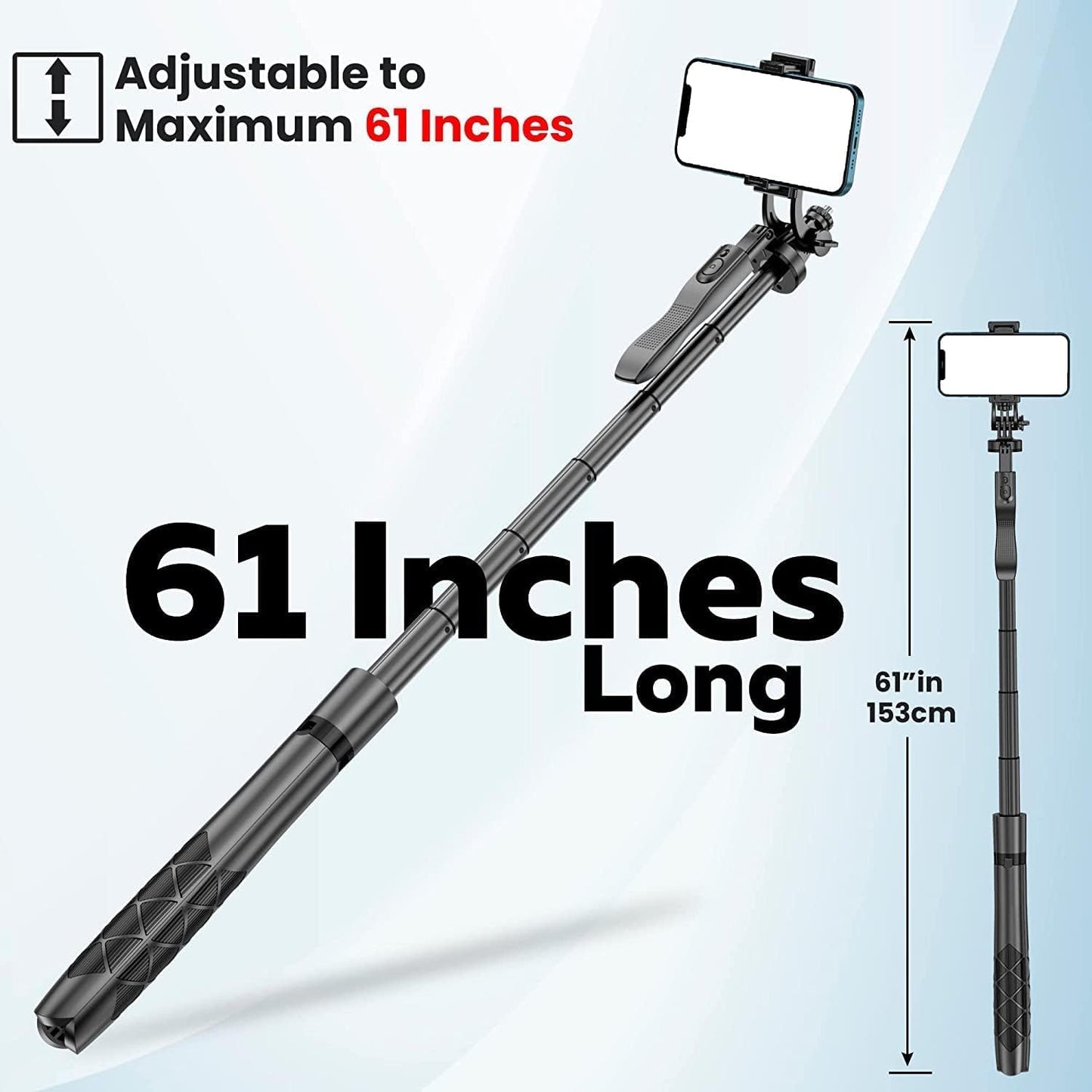 ADZOY L16 61" Tall Selfie Stick Aluminum Tripod Stand with Remote &10 INCH Photography Round Panal Light with Remote, Phone Holder Compatible with iPhone/Android/GoPro (L16+10INCH Round PANAL Light)
