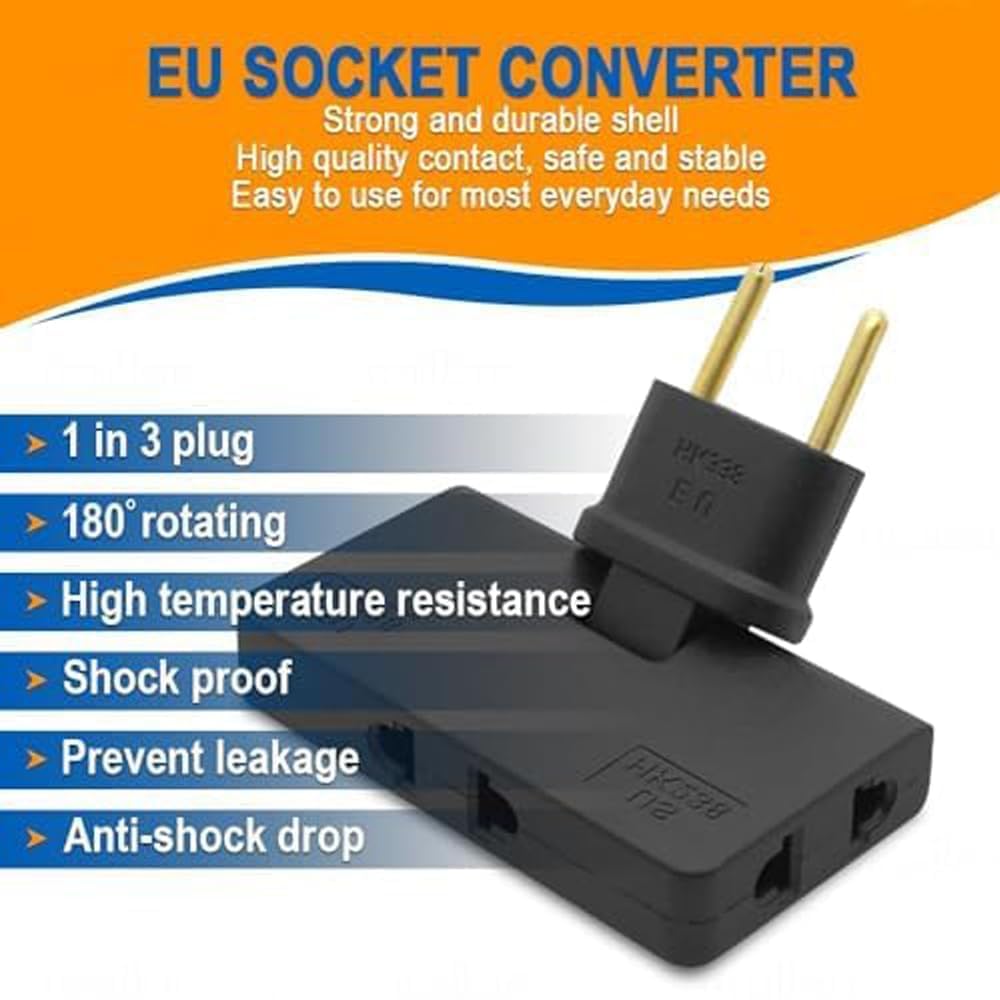 ADZOY 3 Plug Socket | 3-in-1 Rotating and Foldable Wall Plug Adapter | Smart Sleek and Ultra Thin 180 Degree Wall Socket | Space-Saving Smart Multiplug Power Socket Behind The Sofa, Bed (1)