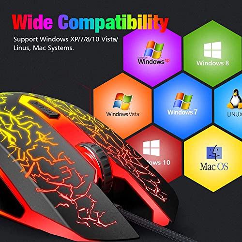 ADZOY Premium 6 Button Plug and Play RGB LED Ergonomic Design High Speed Optical Gaming Mouse 3.0 up to 3600 DPI Compatible with Windows/MAC/Linux