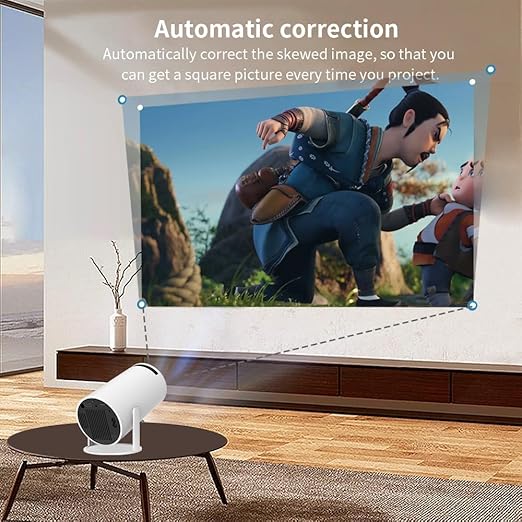 ADZOY Premium Mini Projector with Android System, Portable Projector with WiFi 6 and Bluetooth, Auto Vertical Correction, Full HD 1080P, 180°Rotatable Outdoor Movie Projector for Phone