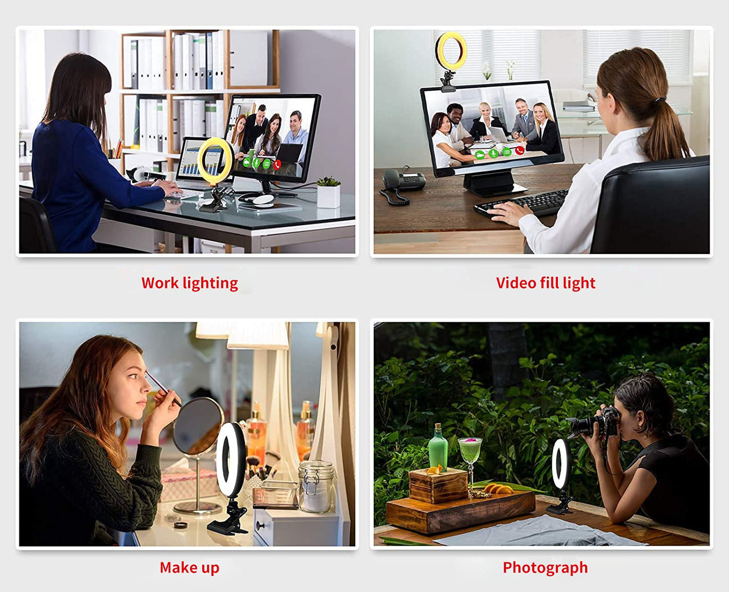 ADZOY Premium RGB Video Conference Lighting,6.3" Selfie Ring Light with Clamp Mount for Webcam Light with 3 Light Modes&6 Level Dimmable for Laptop/PC Monitor/Desk/Bed/Office/Makeup/YouTube/TIK Tok