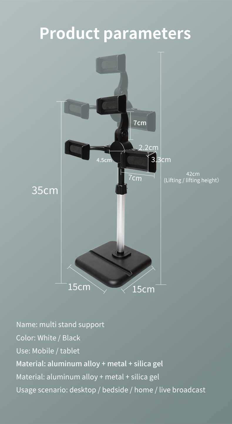 ADZOY Universal Mobile Stand for Table with Adjustable Height, 360 Degree Rotation Mobile Holder for Table & Bed Compatible with All Smartphones (4 in 1 Mobile Stand)