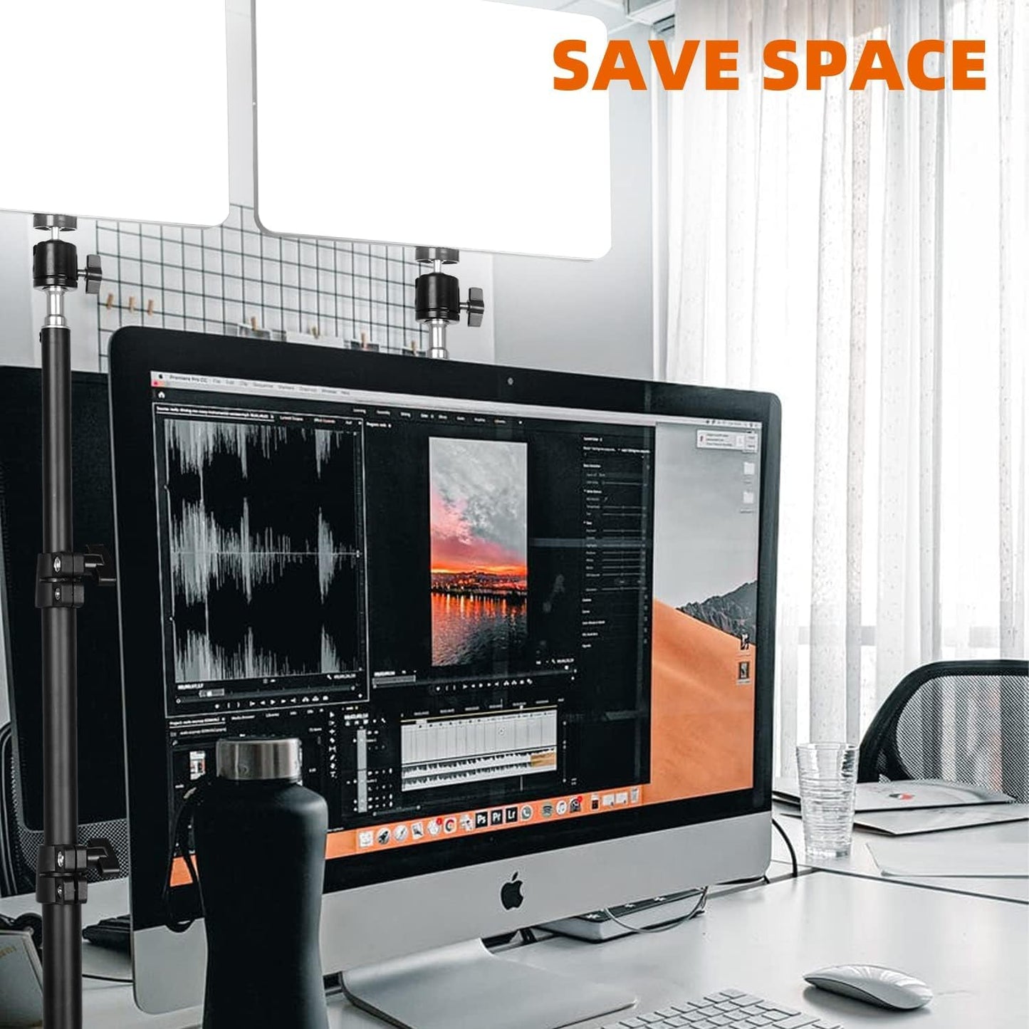 ADZOY Professional Combo of 10 Inch USB Powered Bi-Colors LED Panel Light with 7 Feet Adjustable Metal Tripod and Collar Lapel Microphone for Baking, Craft, Calligraphy, Drawing