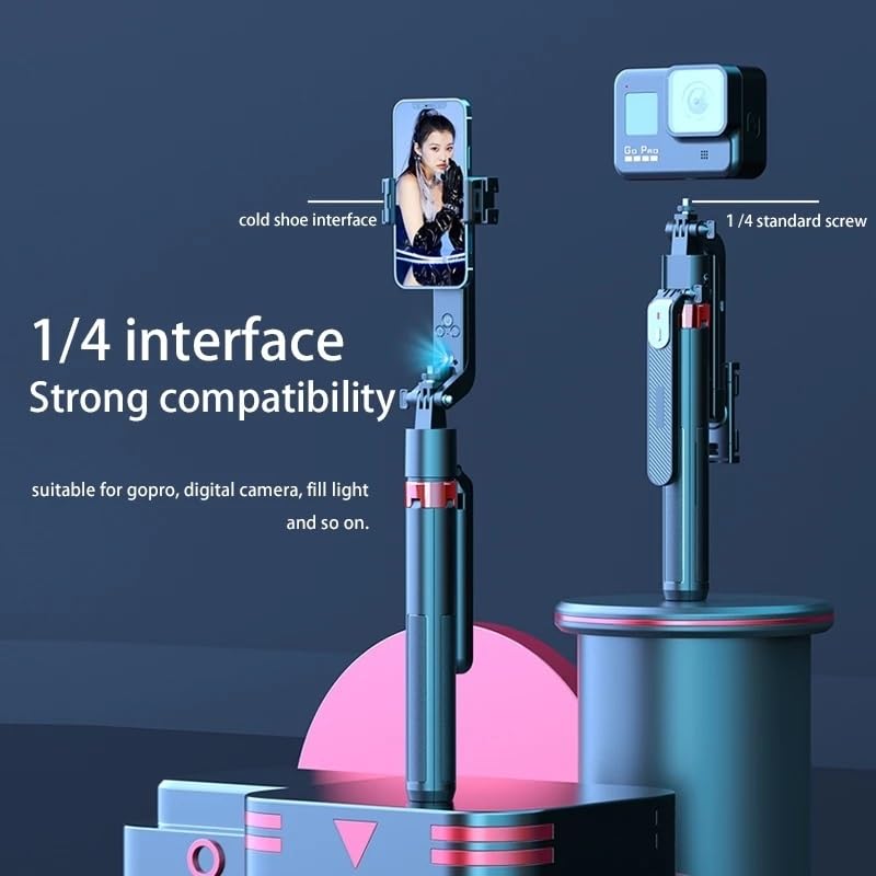 ADZOY Q185 Auto Face Tracking Tripod - 360° Rotating Smart Shooting Holder with Gesture Control | Detachable Stand for Vlogging, Streaming, Reels| Rechargeable (Q185 Face Tracking Camera Selfie Stick)