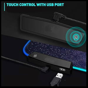 ADZOY Premium Galaxy-Mountain Design RGB LED Touch Control XXXL (900 mm x 400 mm x 4 mm) with USB Port Spill Proof Extended Gaming Mouse Pad for Office and Gaming