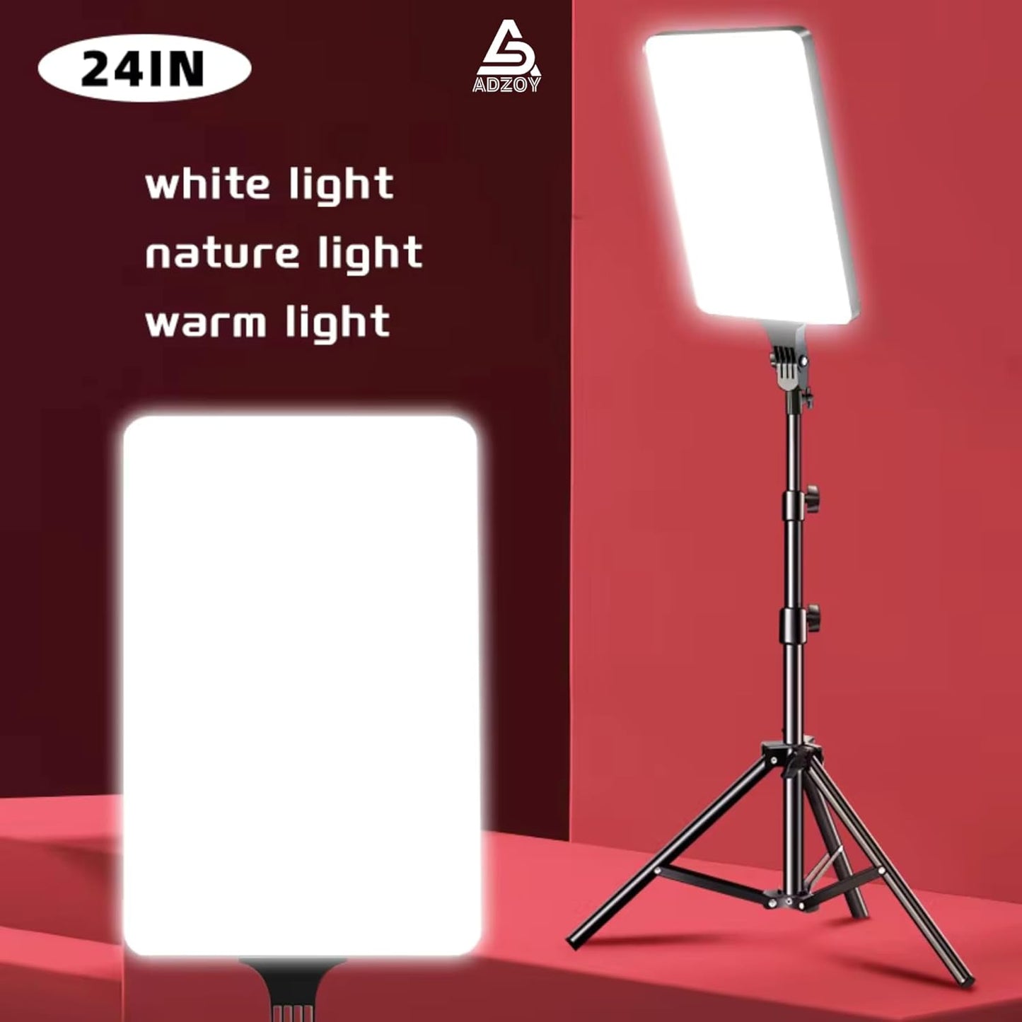 ADZOY Professional Super Bright LED Bi-Colors Panel Light (35cm x 60 cm) Upto 28 Inch with Touch Key Controls and Premium 7 Feet Adjustable Metal Tripod with Remote