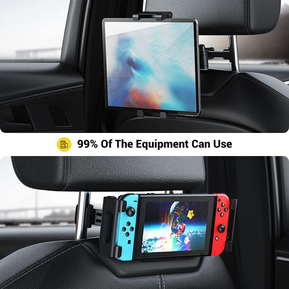 ADZOY 2024 Q2 Car Back Seat Headrest Mobile Mount Holder, 360° Rotation iPad Car Holder Back Seat for Tablets, Cell Phone and More 4.7-14" Devices, Headrest Posts Width 1.6-6.9"