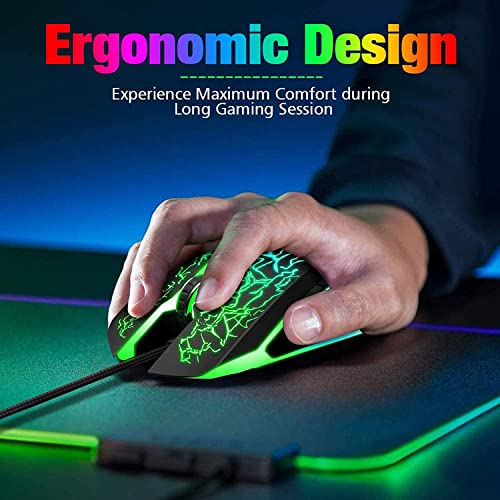 ADZOY Premium 6 Button Plug and Play RGB LED Ergonomic Design High Speed Optical Gaming Mouse 3.0 up to 3600 DPI Compatible with Windows/MAC/Linux