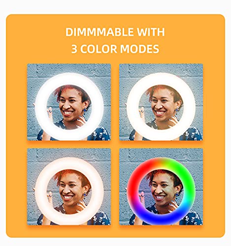 ADZOY Premium RGB Video Conference Lighting,6.3" Selfie Ring Light with Clamp Mount for Webcam Light with 3 Light Modes&6 Level Dimmable for Laptop/PC Monitor/Desk/Bed/Office/Makeup/YouTube/TIK Tok