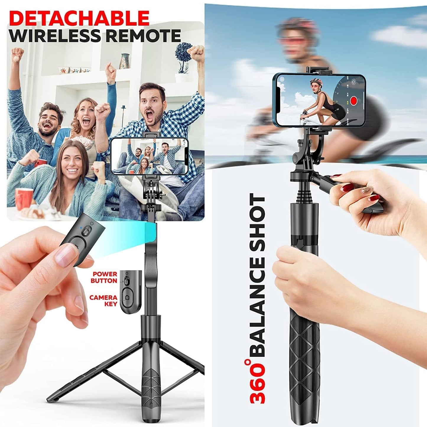 ADZOY L16 61" Tall Selfie Stick Aluminum Tripod Stand with Remote &10 INCH Photography Round Panal Light with Remote, Phone Holder Compatible with iPhone/Android/GoPro (L16+10INCH Round PANAL Light)