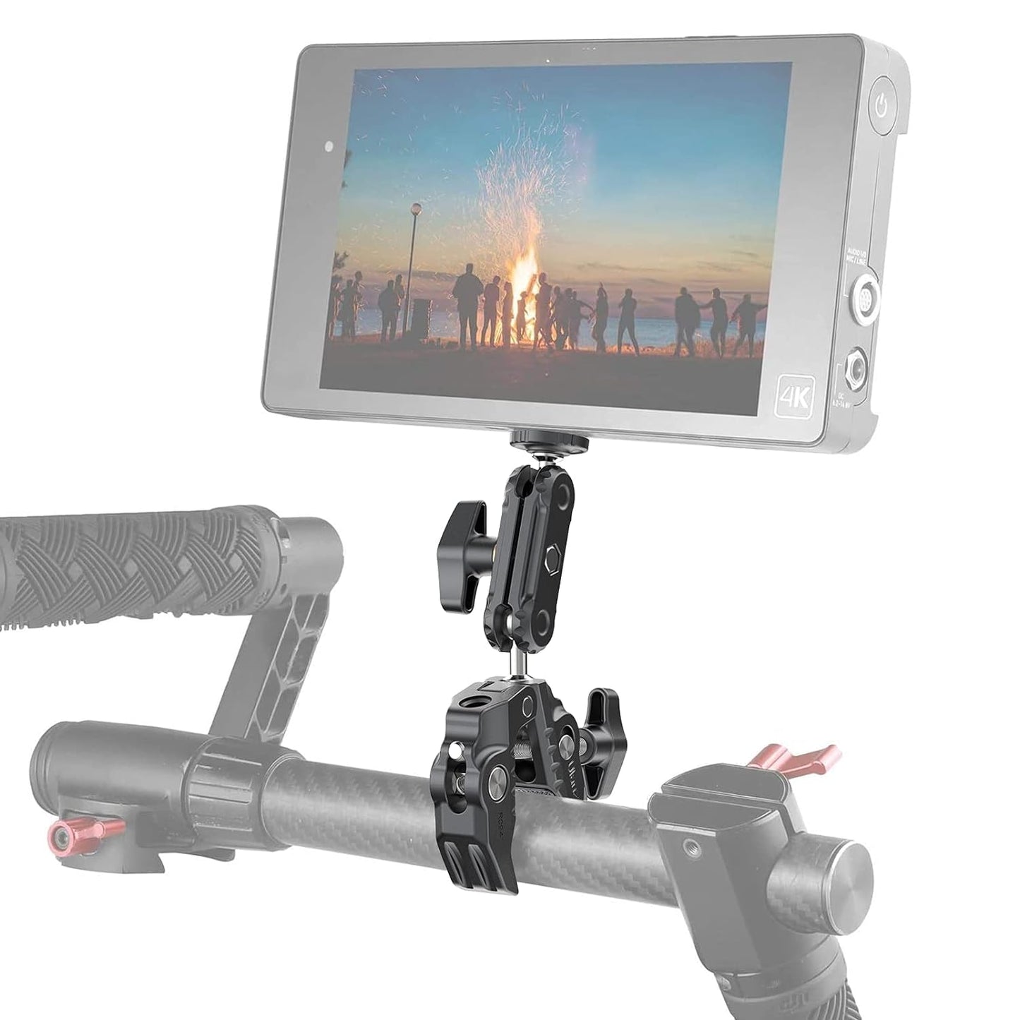 ADZOY Camera Monitor Super Clamp Mount 360 Ballhead Magic Arm with 1/4" 3/8" Port Bike Motorcycle Handlebar Attach Accessories for Canon Nikon DSLR GoPro Isnta360 Video Light Ronin-MX Freefly MOVI