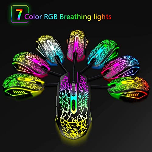 ADZOY Premium 6 Button Plug and Play RGB LED Ergonomic Design High Speed Optical Gaming Mouse 3.0 up to 3600 DPI Compatible with Windows/MAC/Linux