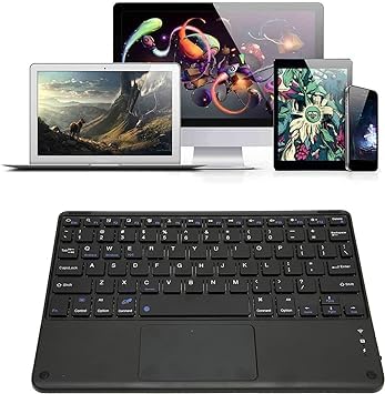 ADZOY Rechargeable Bluetooth 5.0 Keyboard with Touchpad,78 Keys Ultra Slim Quiet Wireless Keyboard with Trackpad, Compatible Multimedia Keyboard for PC, Tablets, Smartphones, Laptops