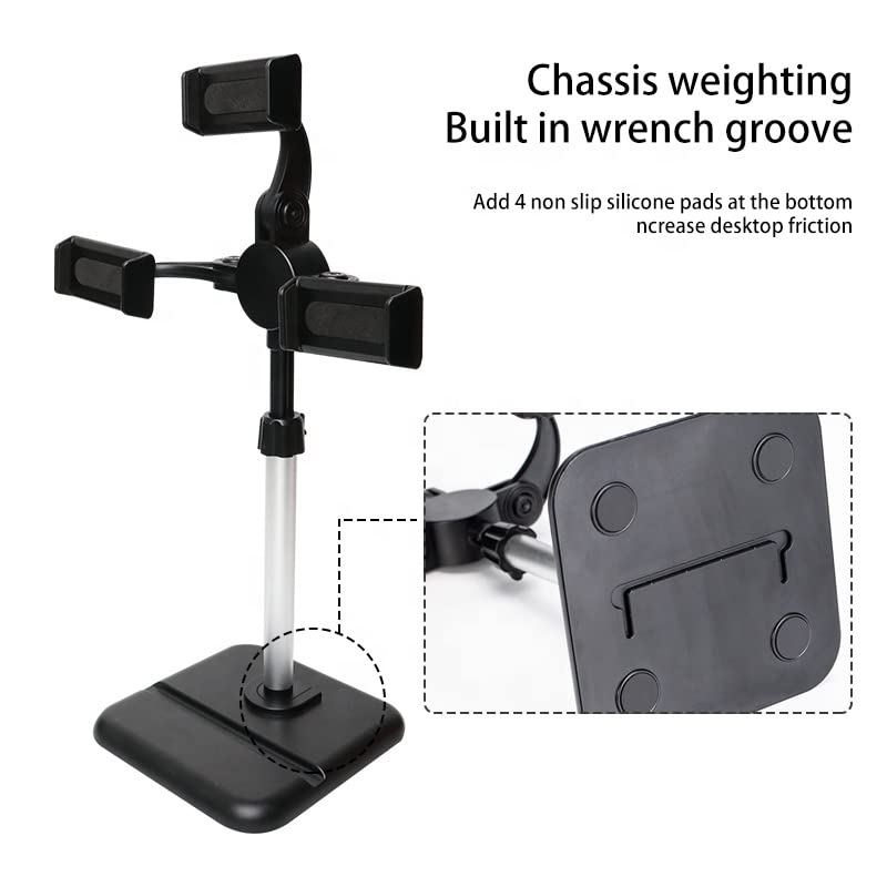 ADZOY Universal Mobile Stand for Table with Adjustable Height, 360 Degree Rotation Mobile Holder for Table & Bed Compatible with All Smartphones (4 in 1 Mobile Stand)