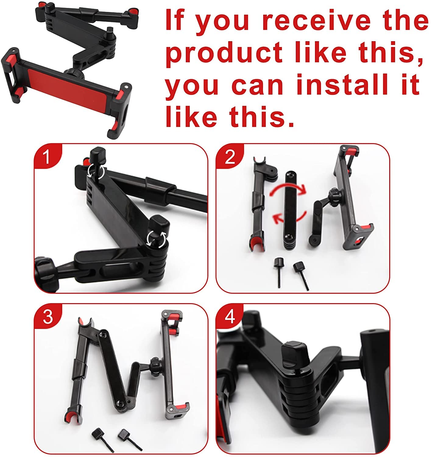 ADZOY 2024 Q2 Car Back Seat Headrest Mobile Mount Holder, 360° Rotation iPad Car Holder Back Seat for Tablets, Cell Phone and More 4.7-14" Devices, Headrest Posts Width 1.6-6.9"