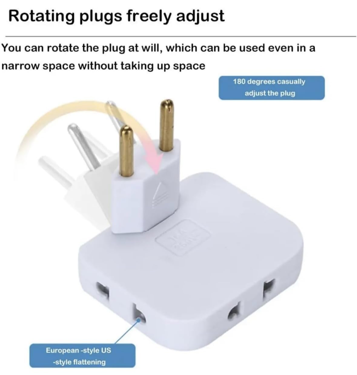 ADZOY 3 Plug Socket | 3-in-1 Rotating and Foldable Wall Plug Adapter | Smart Sleek and Ultra Thin 180 Degree Wall Socket | Space-Saving Smart Multiplug Power Socket Behind The Sofa, Bed (1)
