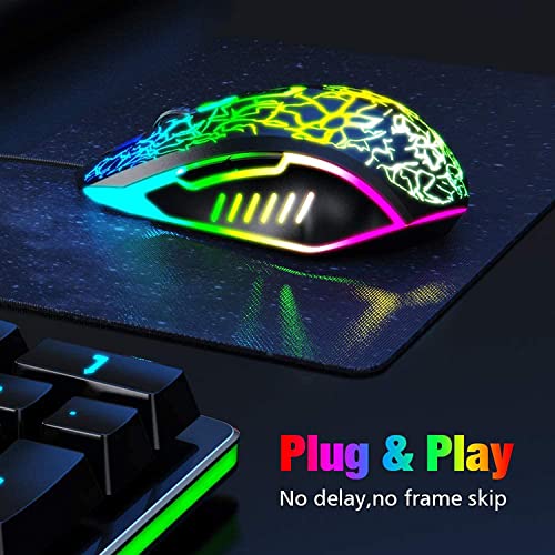 ADZOY Premium 6 Button Plug and Play RGB LED Ergonomic Design High Speed Optical Gaming Mouse 3.0 up to 3600 DPI Compatible with Windows/MAC/Linux