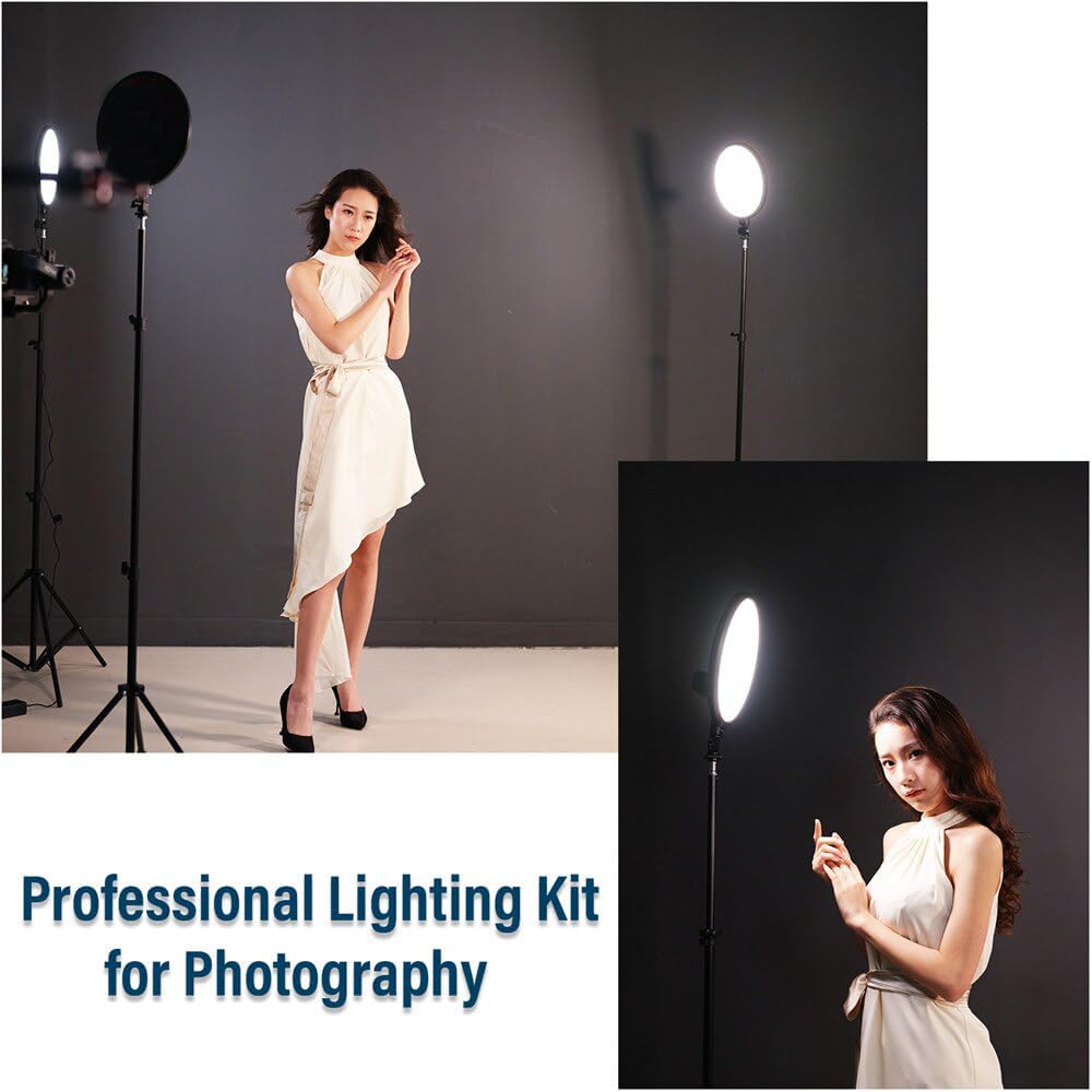 ADZOY 10 INCH LED Lighting Panel with 7 feet Tripod Stand for Photography Light Control for Live Stream Video Photo Lamp