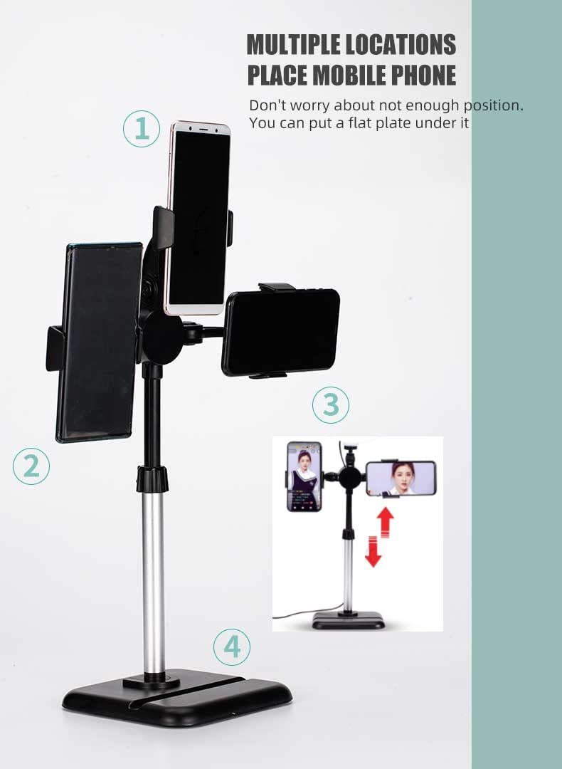 ADZOY Universal Mobile Stand for Table with Adjustable Height, 360 Degree Rotation Mobile Holder for Table & Bed Compatible with All Smartphones (4 in 1 Mobile Stand)