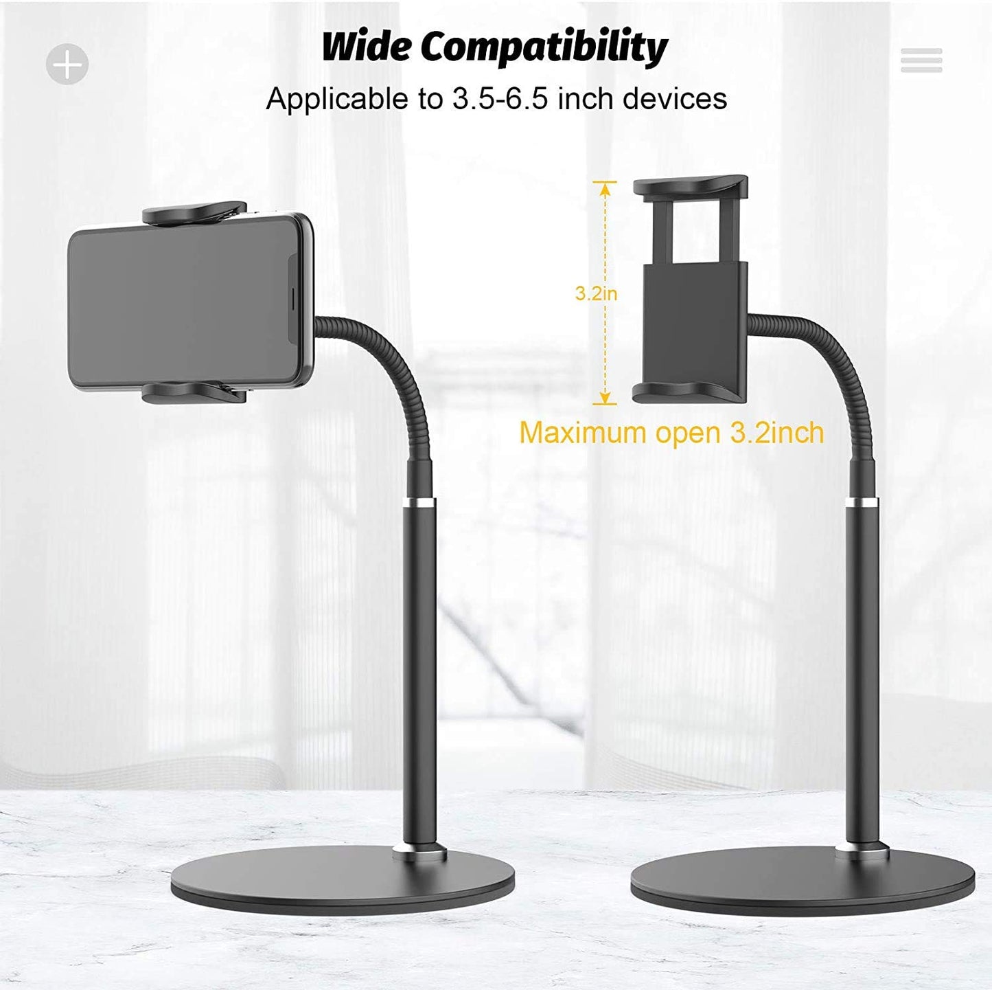 ADZOY "Grade- A+ Aluminum Metal Retractable Desktop Compatible with iPad- Tablet-Mobile Stand with Hex/Allan Key for Tablets/Mobile/Tab Stand and e-Book Readers (Up to 10.6 inch) (Black)