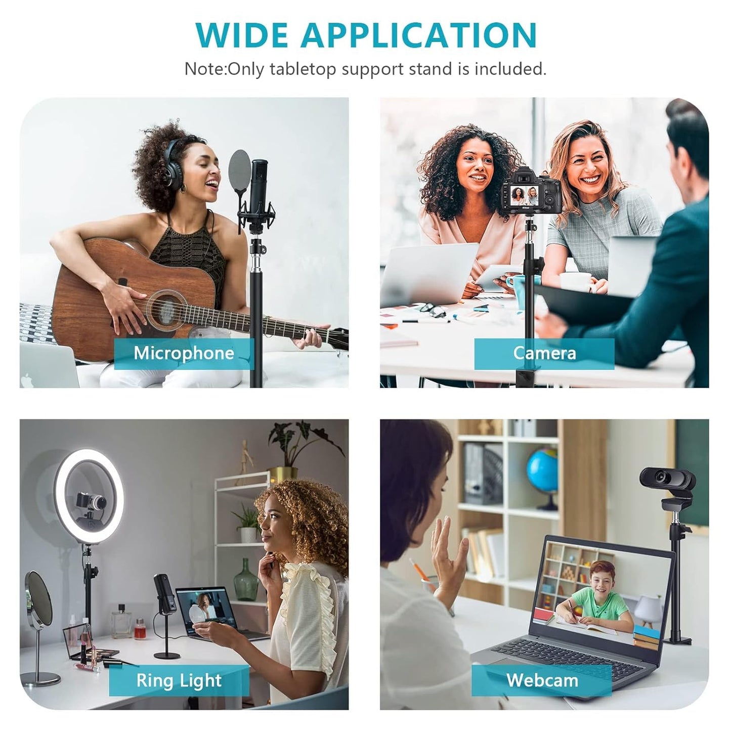 ADZOY PM-26 Photography RGB LED Lighting Panel Light & Remote Control with MT49 Light Stand Tabletop C Clamp Desk Mount Table Stand, Super Clamp & Collar Mic & BT-03 Bluetooth Control Button