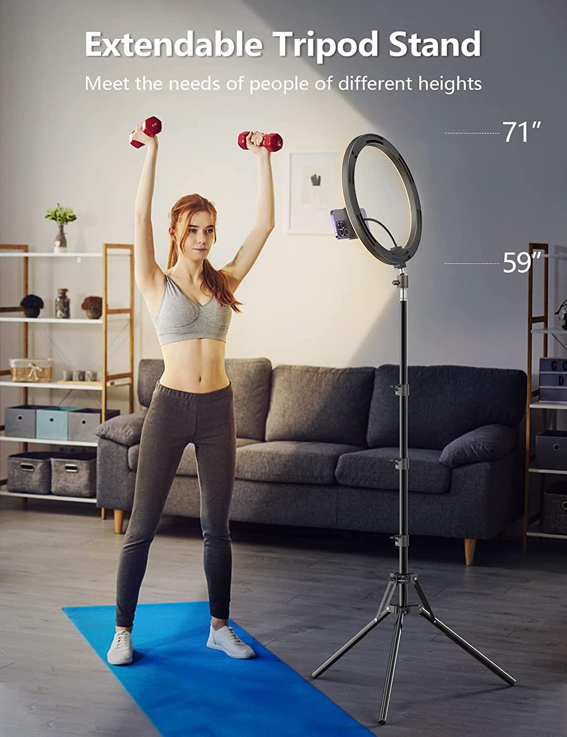 ADZOY Combo of 210 CM (6.9 Feet) Metal Tripod With 10 inch LED Ring Light with Super Clamp and Collar Mic for Cell Phone, Baking, Craft, Calligraphy, Drawing, Online Lesson, Video Recording