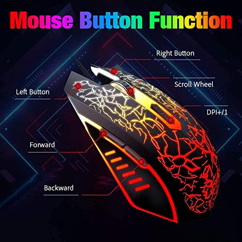 ADZOY Premium 6 Button Plug and Play RGB LED Ergonomic Design High Speed Optical Gaming Mouse 3.0 up to 3600 DPI Compatible with Windows/MAC/Linux