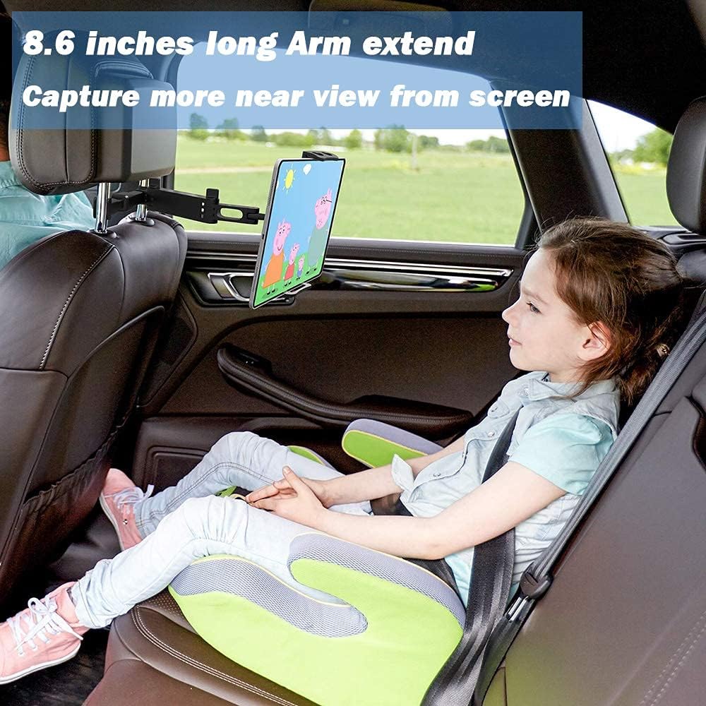 ADZOY 2024 Q2 Car Back Seat Headrest Mobile Mount Holder, 360° Rotation iPad Car Holder Back Seat for Tablets, Cell Phone and More 4.7-14" Devices, Headrest Posts Width 1.6-6.9"