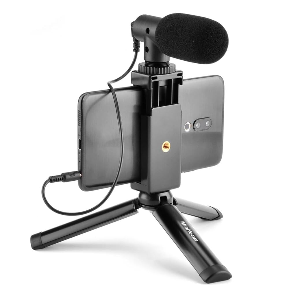 ADZOY [2PC Tripod Mount Phone Holder with Cold Shoe for Mic Light Universal Clamp for iPhone 11 Pro Max Xs Galaxy S10/S9/S8 Vlog