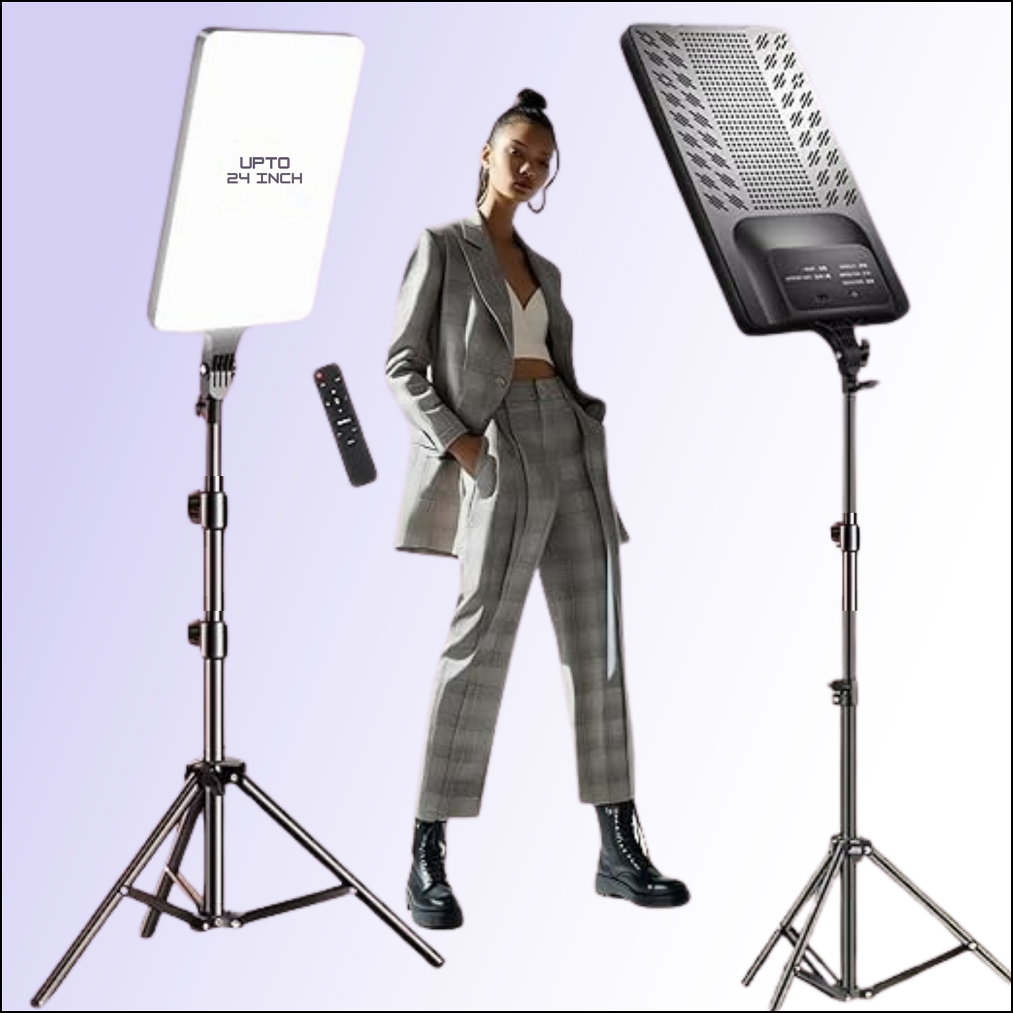 ADZOY 24'' LED Video Bi-Colors Light Kit, 2700-7500K Dimmable Photography Lighting with Remote and 84 inches Stand, CRI 96+ Studio Lights for TikTok, YouTube, Game Streaming, Video Photography