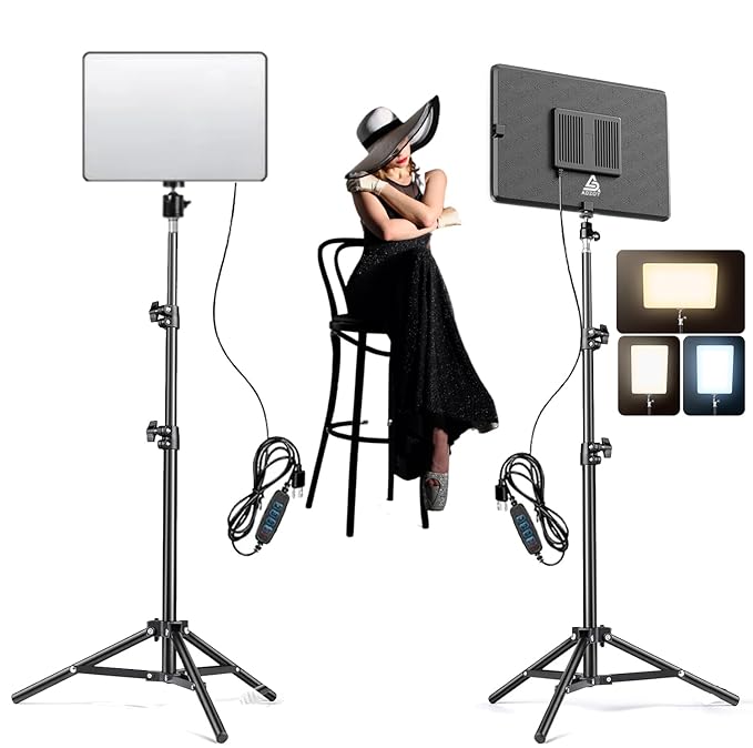 ADZOY Professional Combo of 11 Inch USB Powered LED Panel Light 360 Rotation 180 Tilt with 7 Feet Adjustable Metal Tripod for Video | Photo | Studio Lighting | Calligraphy | Broadcasting