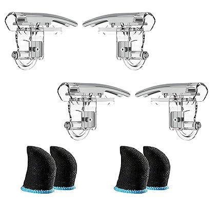 ADZOY [2PAIR] 5.56 Mobile Game Controller Trigger Aim Button & [2PAIR] Finger Sleeve Joystick (Clear, for Mac OS, PC)