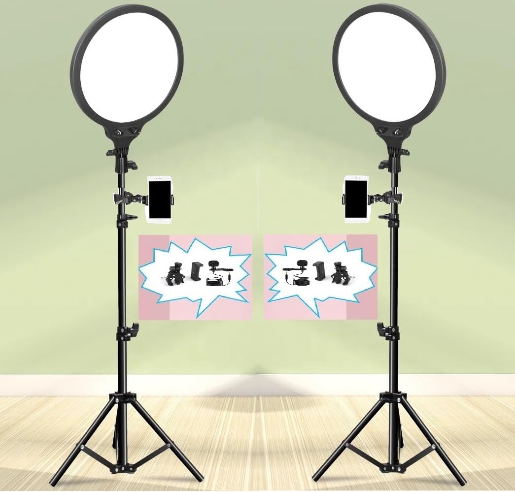 ADZOY [Pack of 2] NEEPHO PL-26CM Led Round Panel Light Video Light with NP-9988 7 FEET Tripod Stand and Phone Holder 3500K-6000K Dimmable Selfie Ringlight for YouTube Video Live Streaming Led