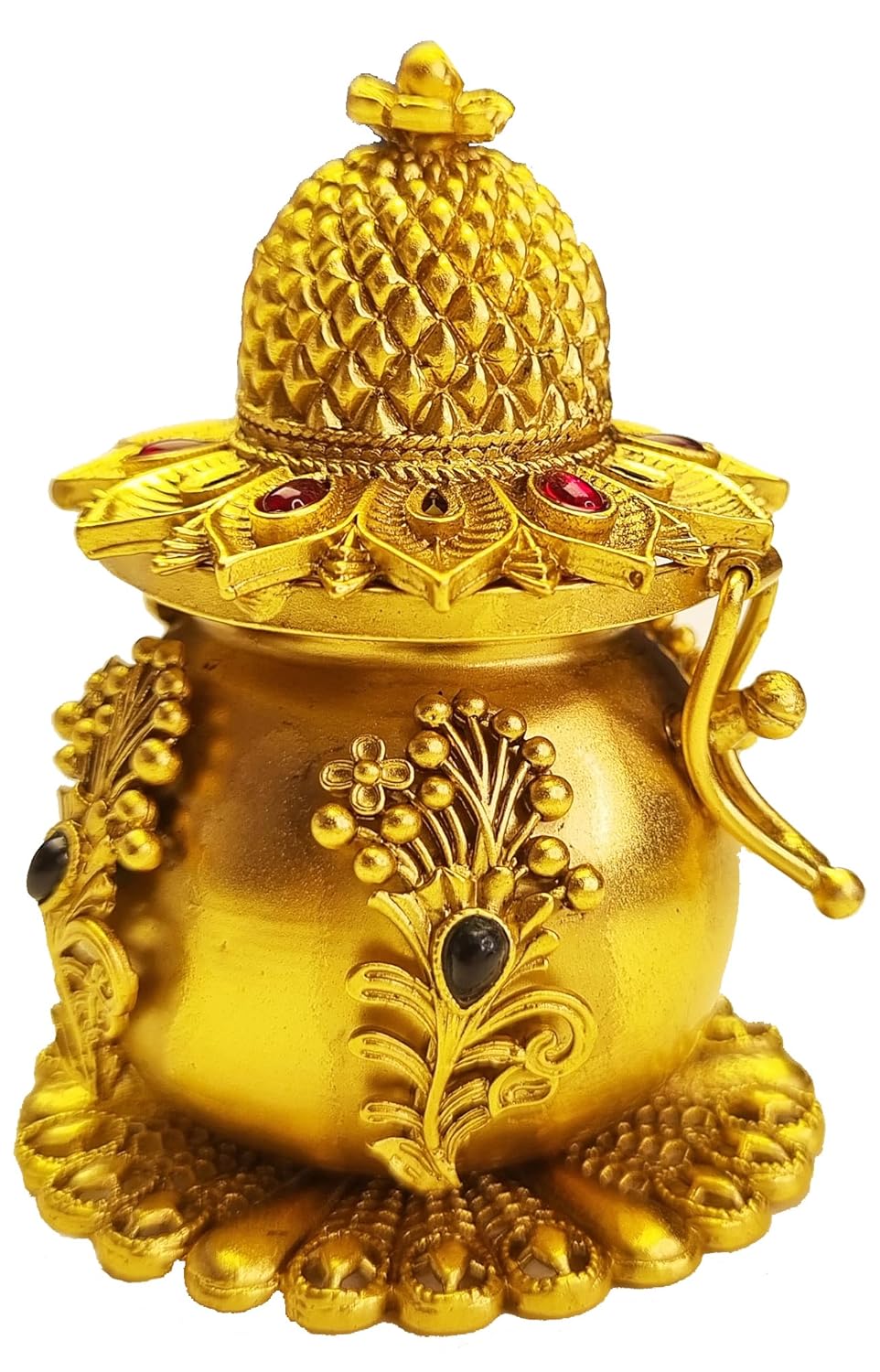 ADZOY Premium Handcrafted Kalash Shape for Wedding | Haldi | Sindoor | Kumkum | Chandan | Dabbi Handmade Pure Brass Material Box