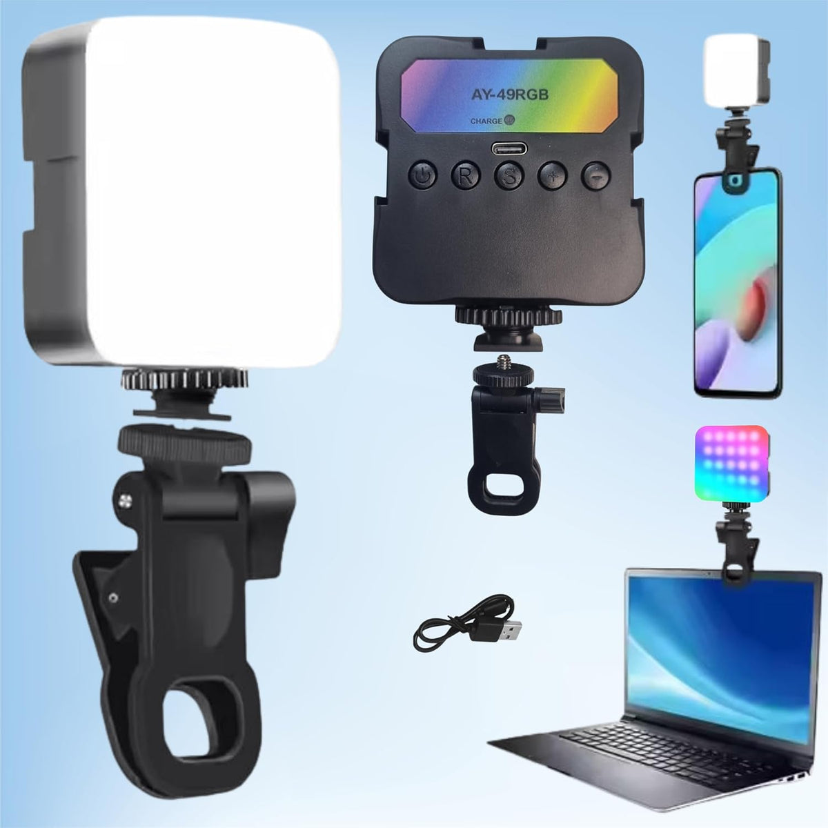 ADZOY Mini RGB Rechargeable Led Selfie Video Light