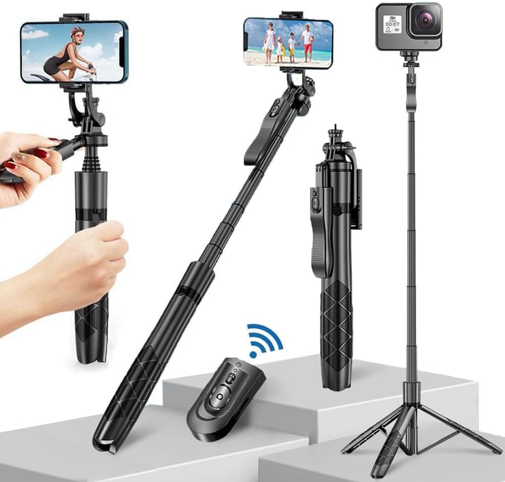 ADZOY L16 (2024) Selfie Stick Phone Tripod with Remote - 60" Extendable Tripod Stand for iPhone Android Camera 360° Rotation Overhead Tripod Phone Holder iPhone Stabilizer for Vlog Live Stream