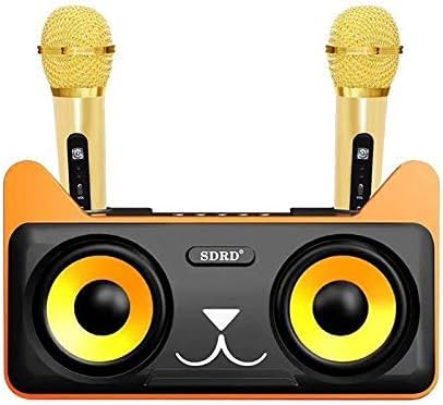 ADZOY Portable Kitty Cat Karaoke Machine 2000mAH for Kids, Children, and Toddlers with 2 Pack 1500mAH Wireless Microphones,Includes Singer Vocal Removal Mode for Boys and Girls [Black Gold]