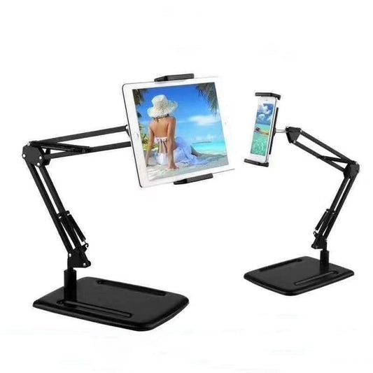 ADZOY Tabletop Desk Metal Stand for lPad/Tablet/Mobile Phones-Adjustable Multi Angle Long Arm-Device 3.5~10.6 inches- Office, Home, Watching Movie, Drawing, Live Streaming