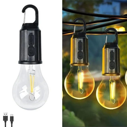 ADZOY ADL-T01 Hanging Camping Lamp Unbreakable Waterproof with Rechargeable Battery, 3 Light Modes, Decorative Design with Type C USB Charging for Hiking, Emergency, Household, Car Repairing