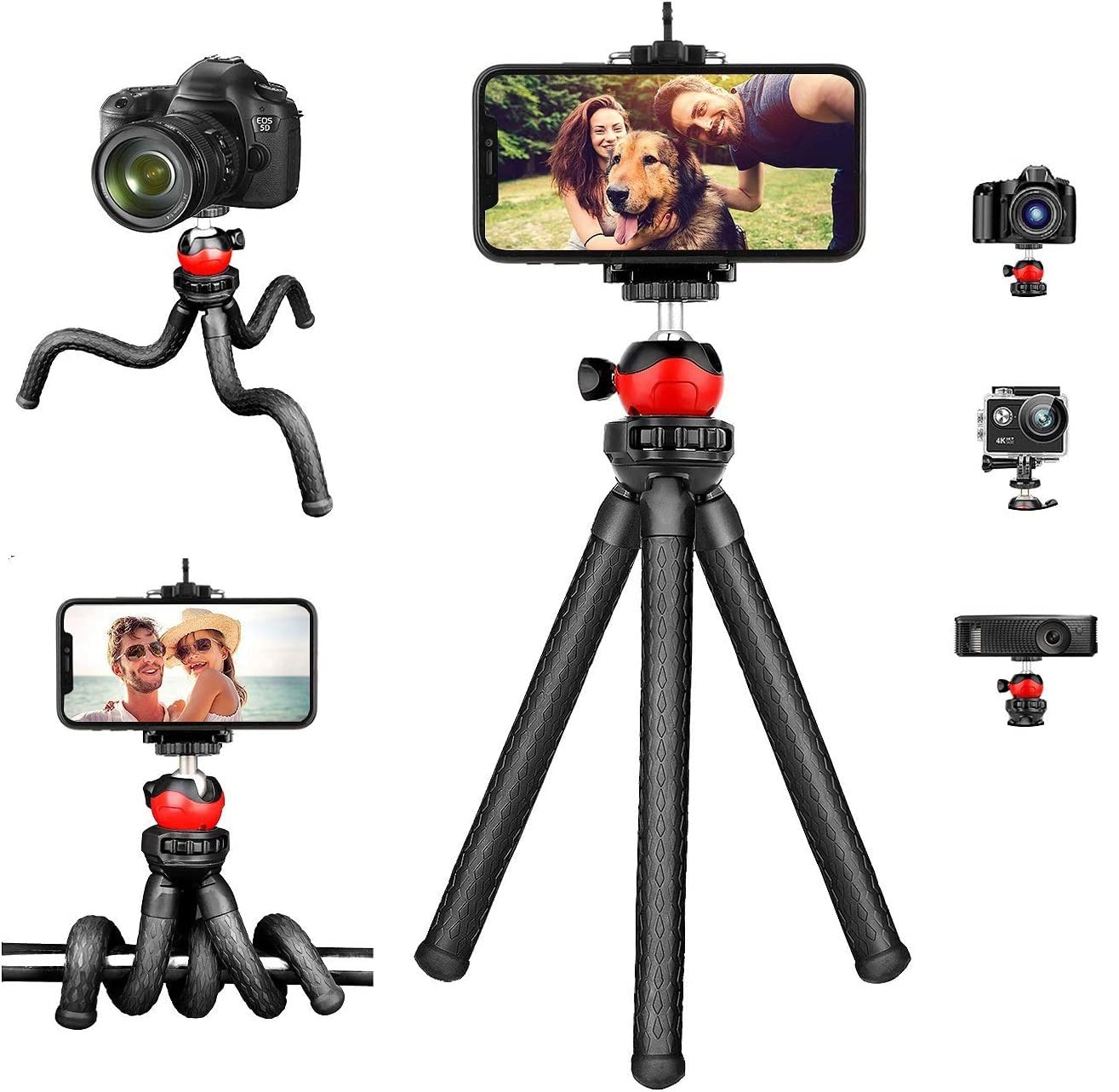 ADZOY Flexible Gorillapod Octopus Tripod with 360 Degree Ball Head & Phone Mount for Portable Camera and Smartphones for Vlogging/Video Shooting/Broadcasting