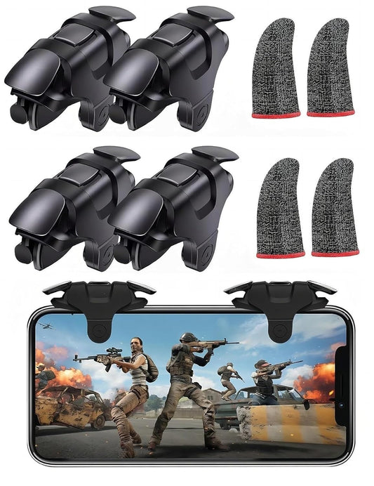 ADZOY 2024 [PACK OF 2] S03 Mobile Game Controller With FINGER SLEEVE for iPad/Tablets, Six Finger Handle Trigger Aim Button L1R1 L2R2 Shooter Gamepad for PUBG/Fornite/Knives Out/Call of Duty