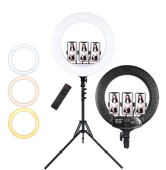 ADZOY Professional BD-460 with 600 LED Power 18 Inch Ring Light and 7 Feet Metal Tripod (Supports Up to 2500 g)